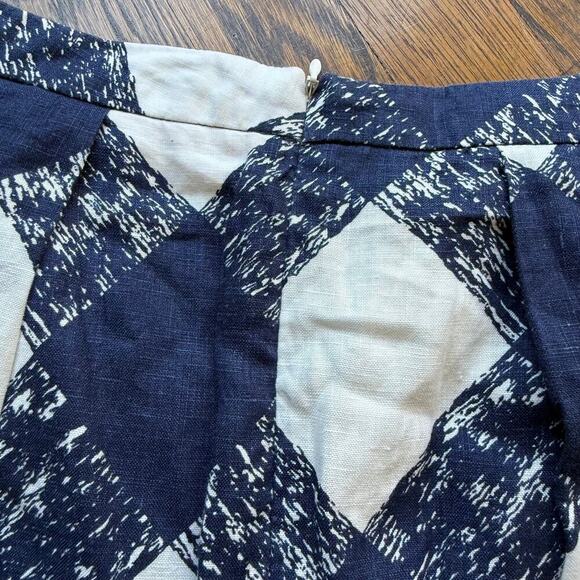 Boden 100% Linen Gingham A-Line Pleated Skirt 8R Navy and White - Picture 4 of 6